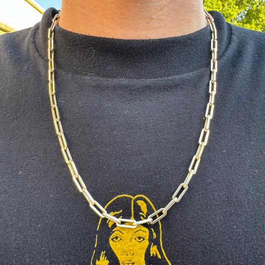Brand New Solid 14k Yellow Gold Paperclip Link Necklace (22”)