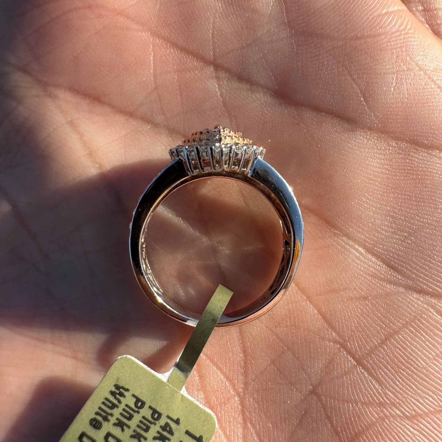 Brand New 14k White/Rose Gold 1.38CTW Natural VS Pink Pear And White Diamond Halo Ring (8)
