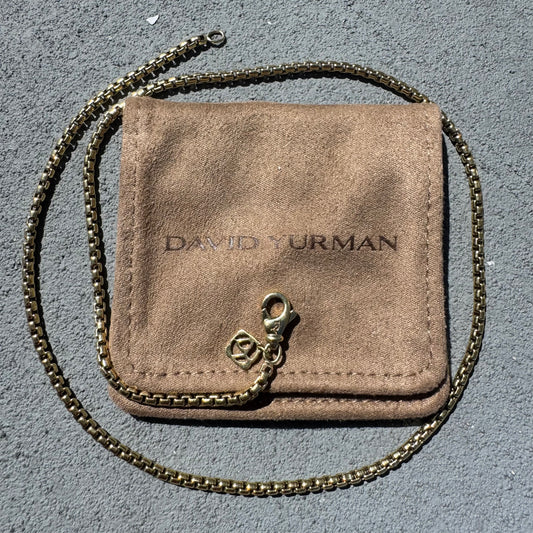 David Yurman Solid 18k Yellow Gold Rounded Box Chain Necklace (18”)