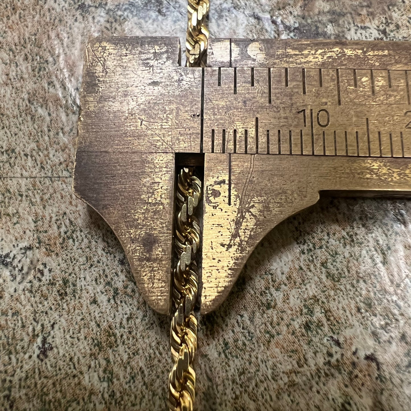 Vintage Solid 14k DiamondCut Rope Chain Necklace (21”)