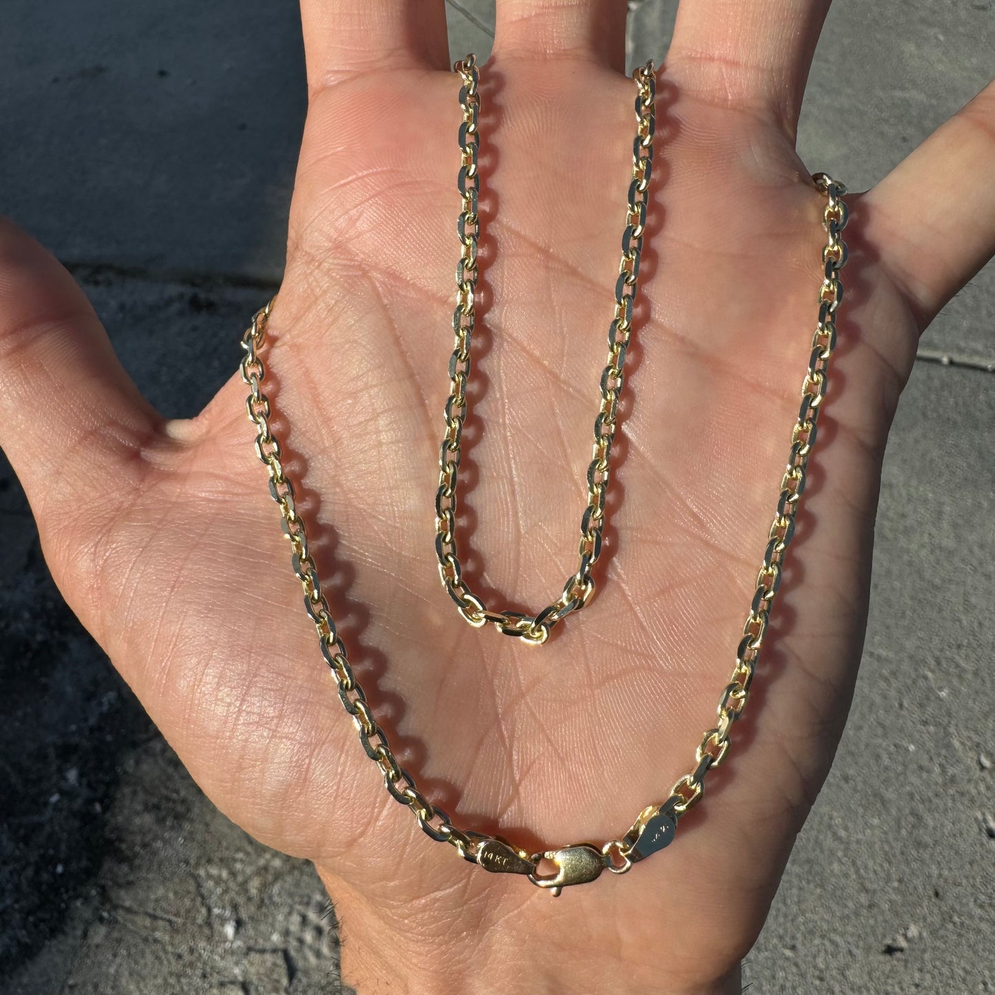 Brand New Solid 14k Yellow Gold Knife Edged “Biker Chain” Anchor Link Necklace (18”)