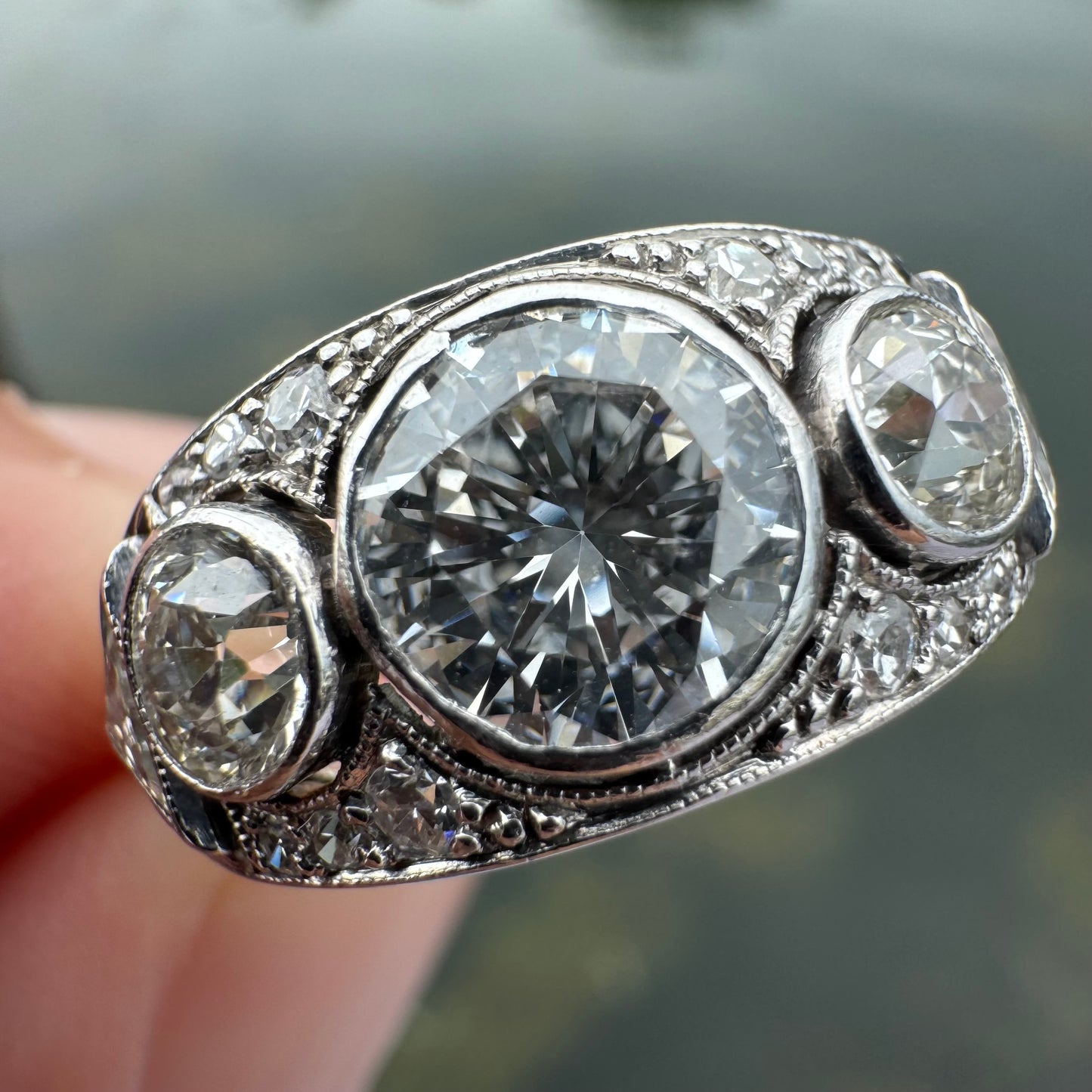Antique Platinum 2.50ctw Natural Old Cut Diamond Ring (8)