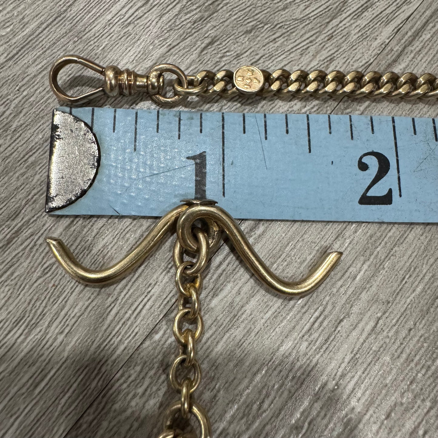 1924 Solid 14k Yellow Gold Double Albert Curb Link Watch Chain Necklace (23”)