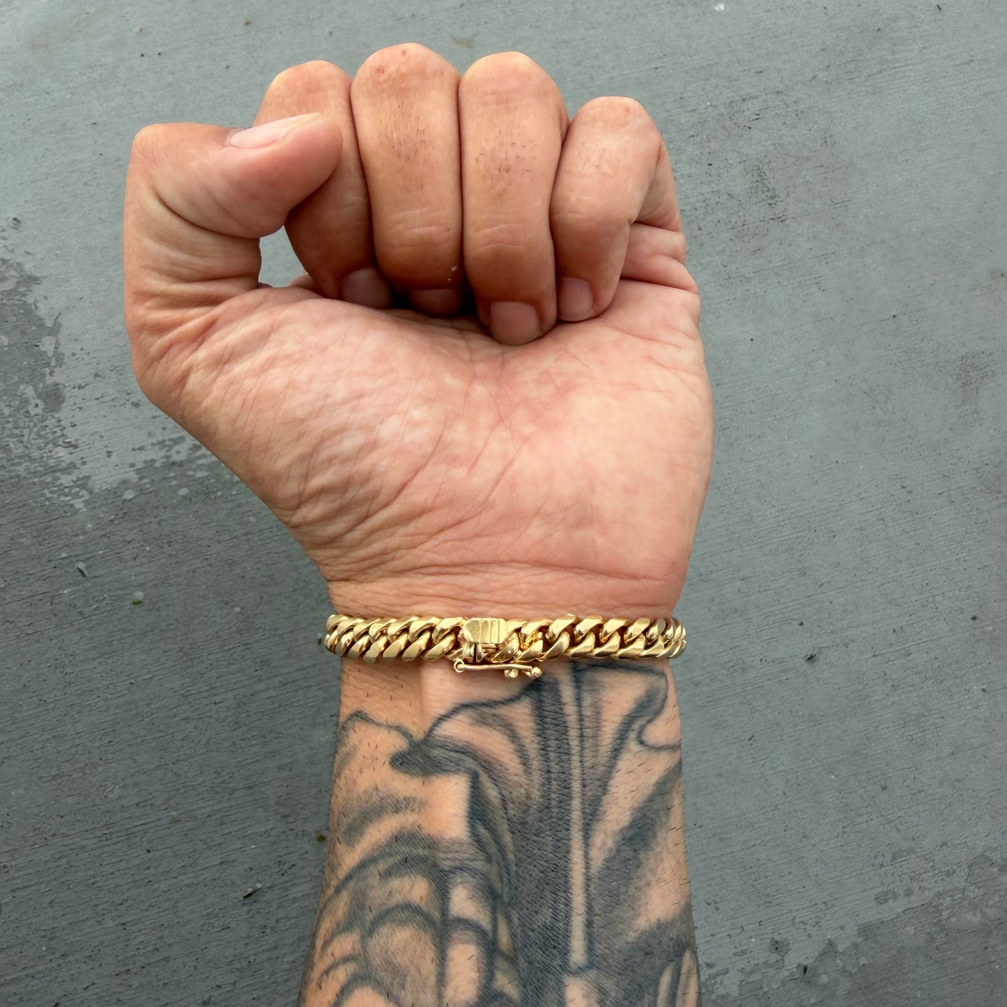 Mid-Century Solid 18k Yellow Gold Handmade Miami Cuban Link Bracelet (7.25”)