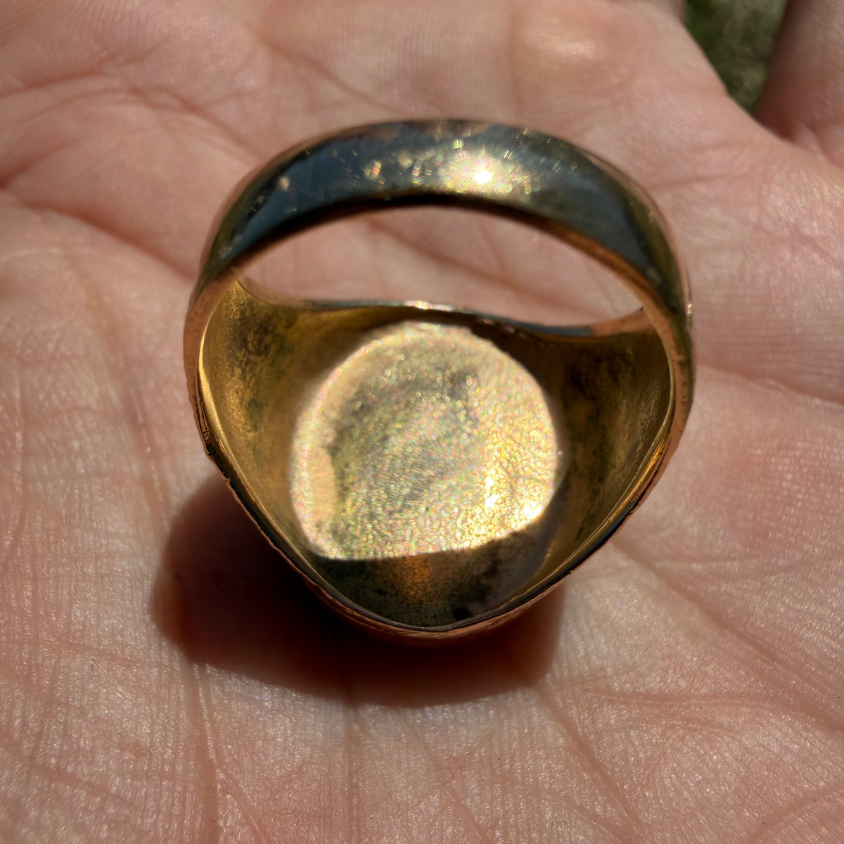 Vintage Solid 14k Yellow Gold Royston Turquoise Signet Ring (8)