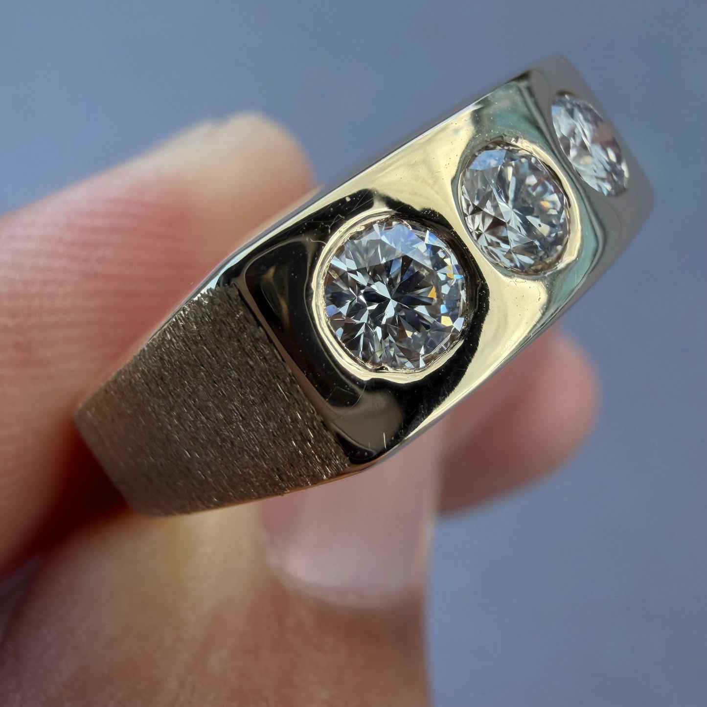 Vintage Solid 14k Yellow Gold .75ctw Natural Diamond Trilogy Ring (10.5)