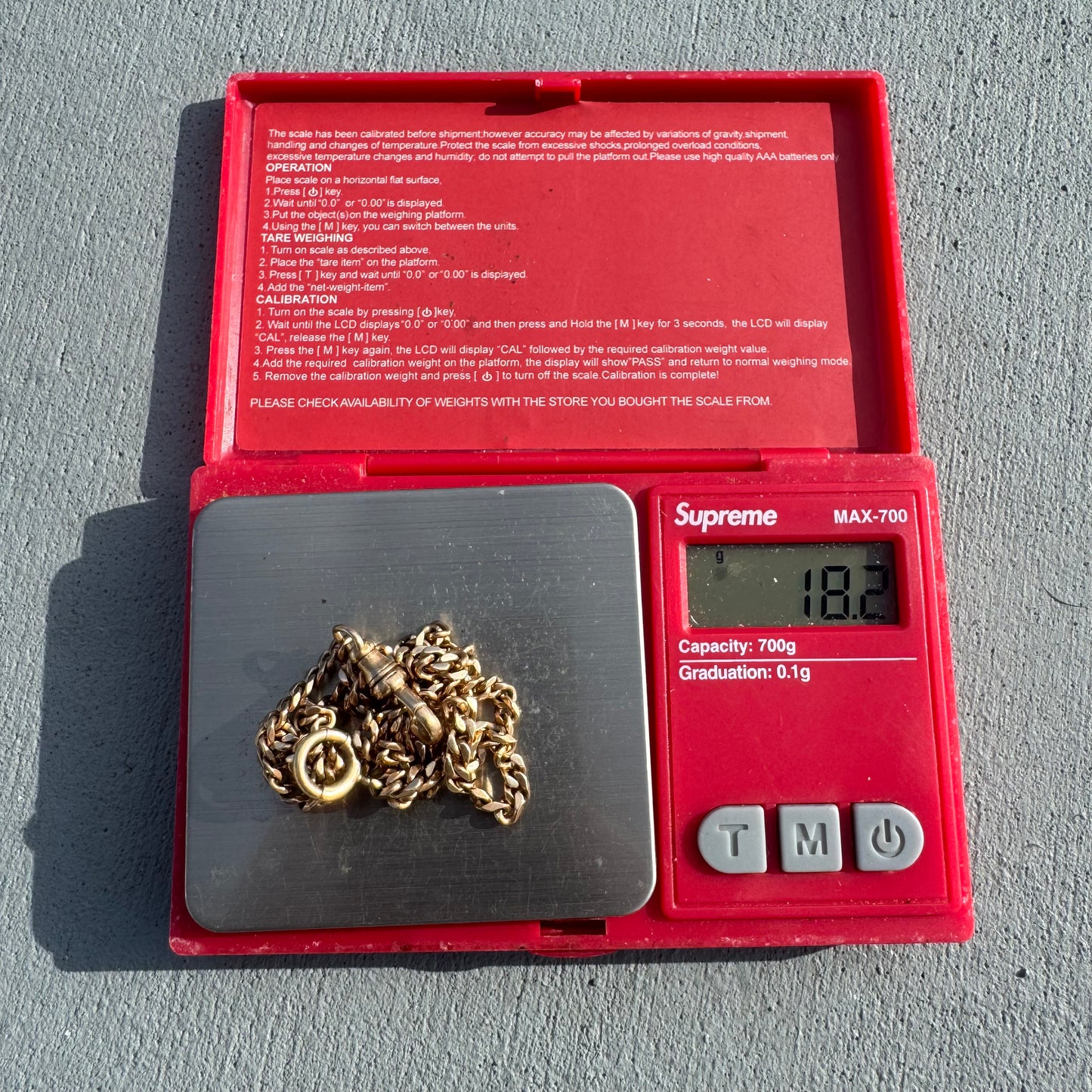 Antique Solid 14k Yellow Gold Cuban Curb Link Watch Chain Necklace (18”)