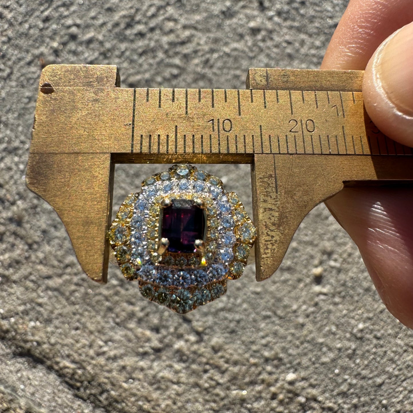 Brand New 14k Yellow Gold .73ct Natural Emerald Cut Unheated Winza Sapphire 1.04ctw Natural VS Yellow And White Diamond Ring (6.75)