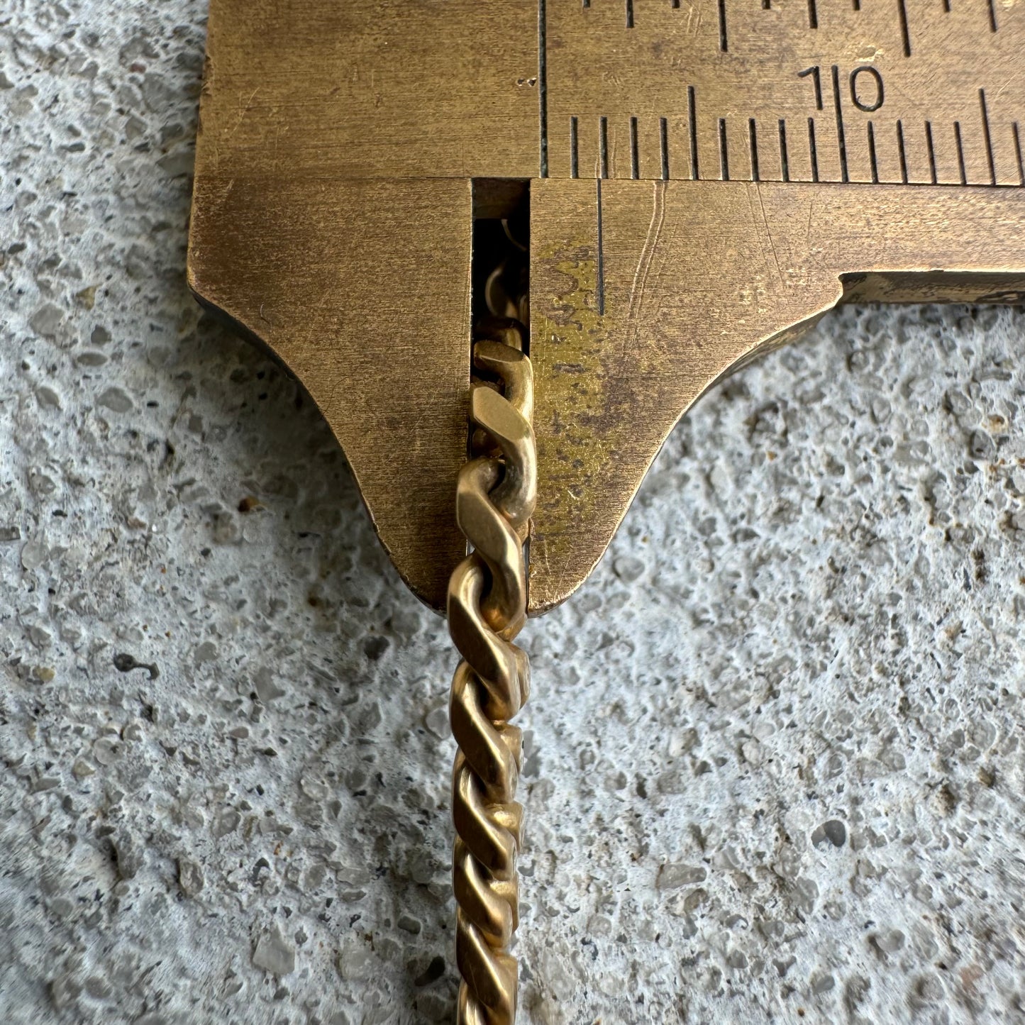 Dated 1924 Solid 14k Yellow Gold Cuban Curb Link Watch Chain Necklace (21.5”)
