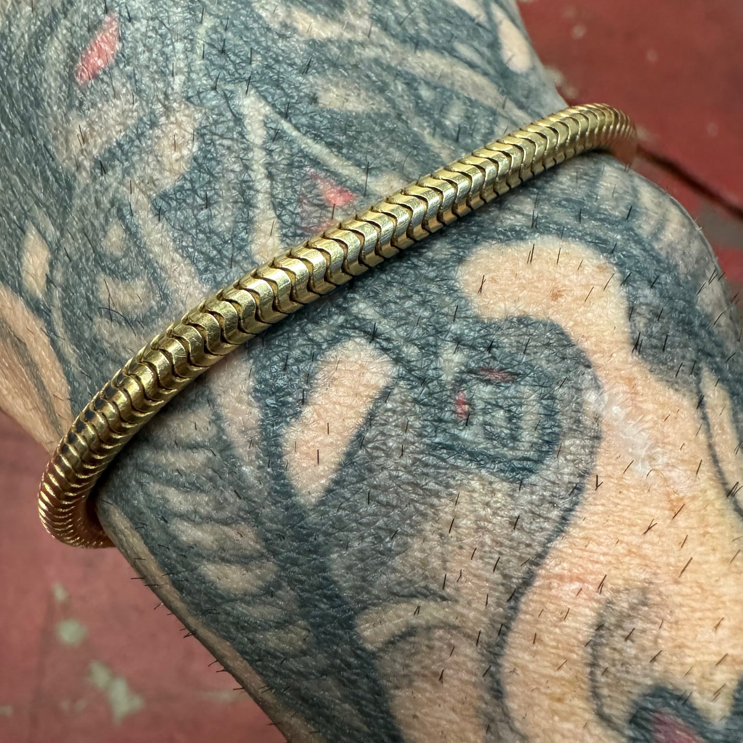 1980’s Solid 14k Yellow Gold Chunky Snake Chain Bracelet (6.75”)