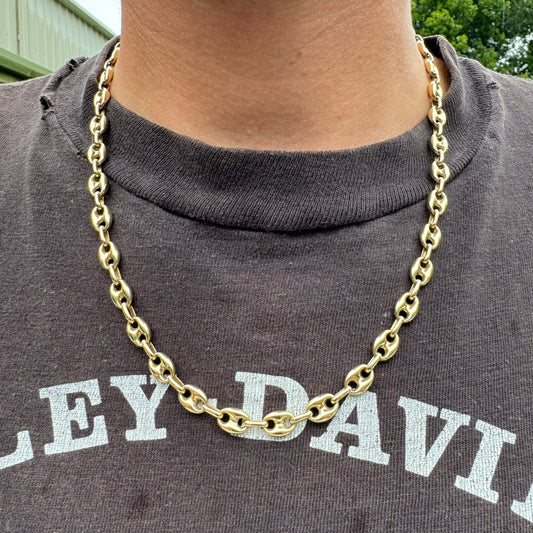 Vintage 14k Yellow Gold Italian Puffed Gucci Link Necklace (21”)