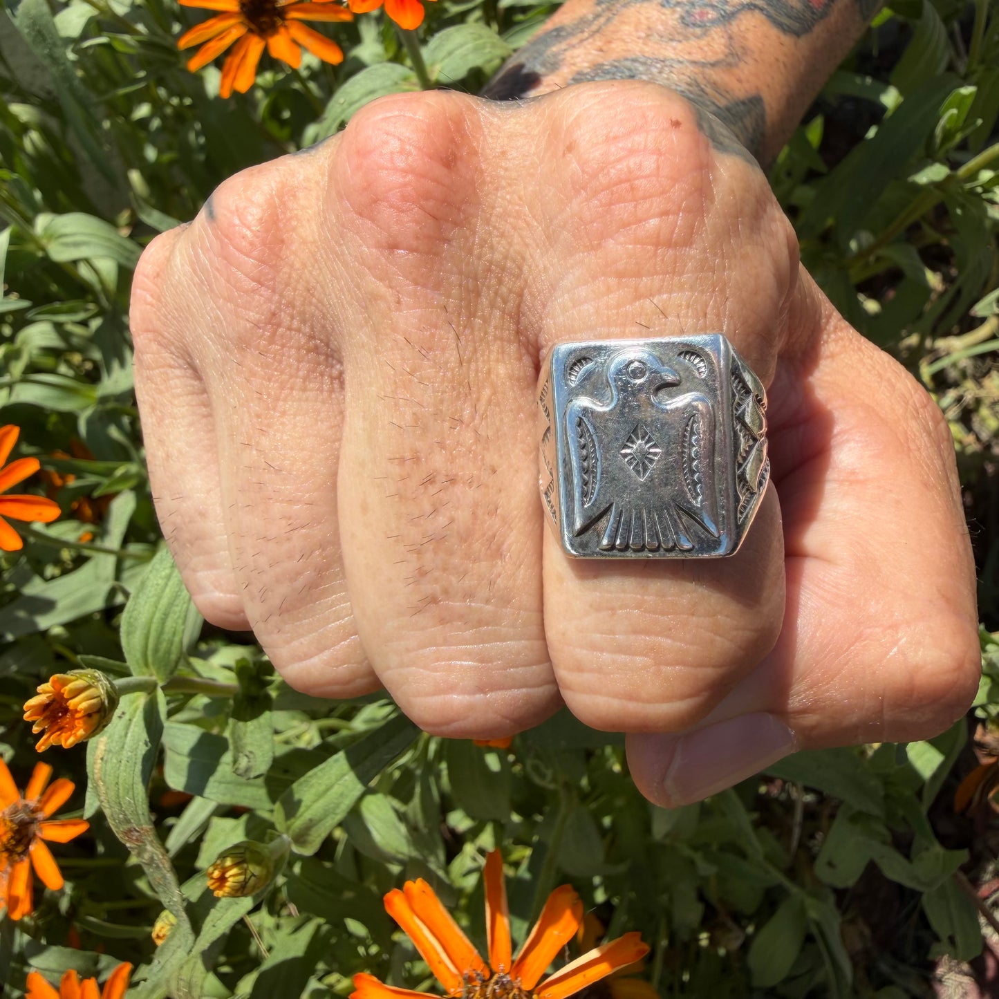 1960’s Bell Trading Post Sterling Silver Thunderbird Signet Ring (10)