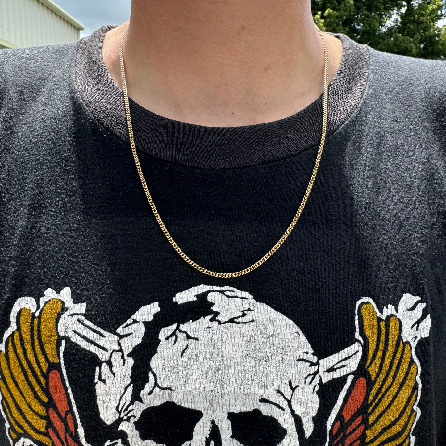 Mid-Century UnoAerre Solid 18k Yellow Gold Classic Cuban Curb Link Necklace (22”)