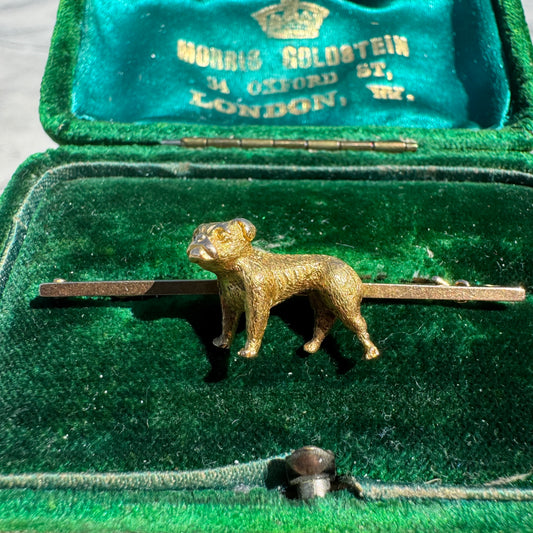 Victorian 15ct Solid Yellow Gold English Bulldog Brooch