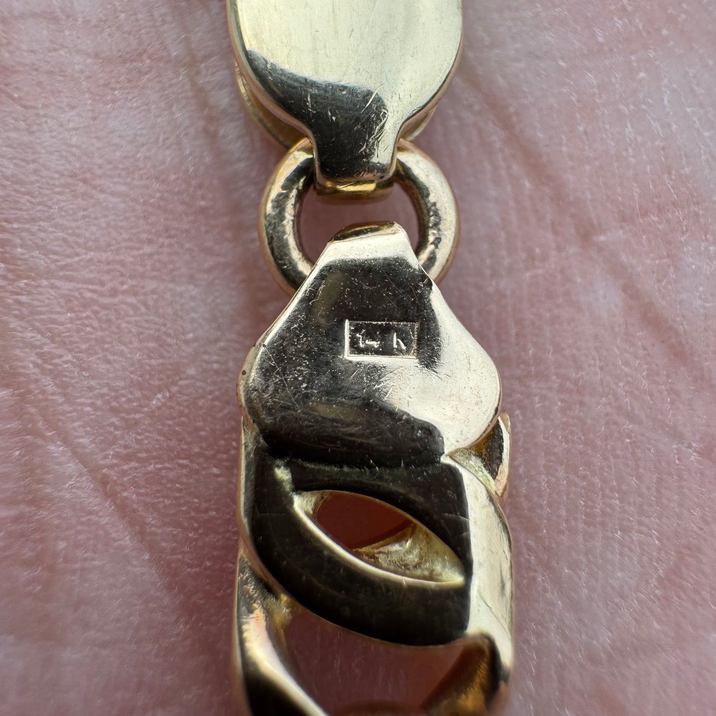 Vintage Solid 14k Italian Yellow Gold Knife Edged Tigers Eye “Chanel Link” Bracelet (8.25”)