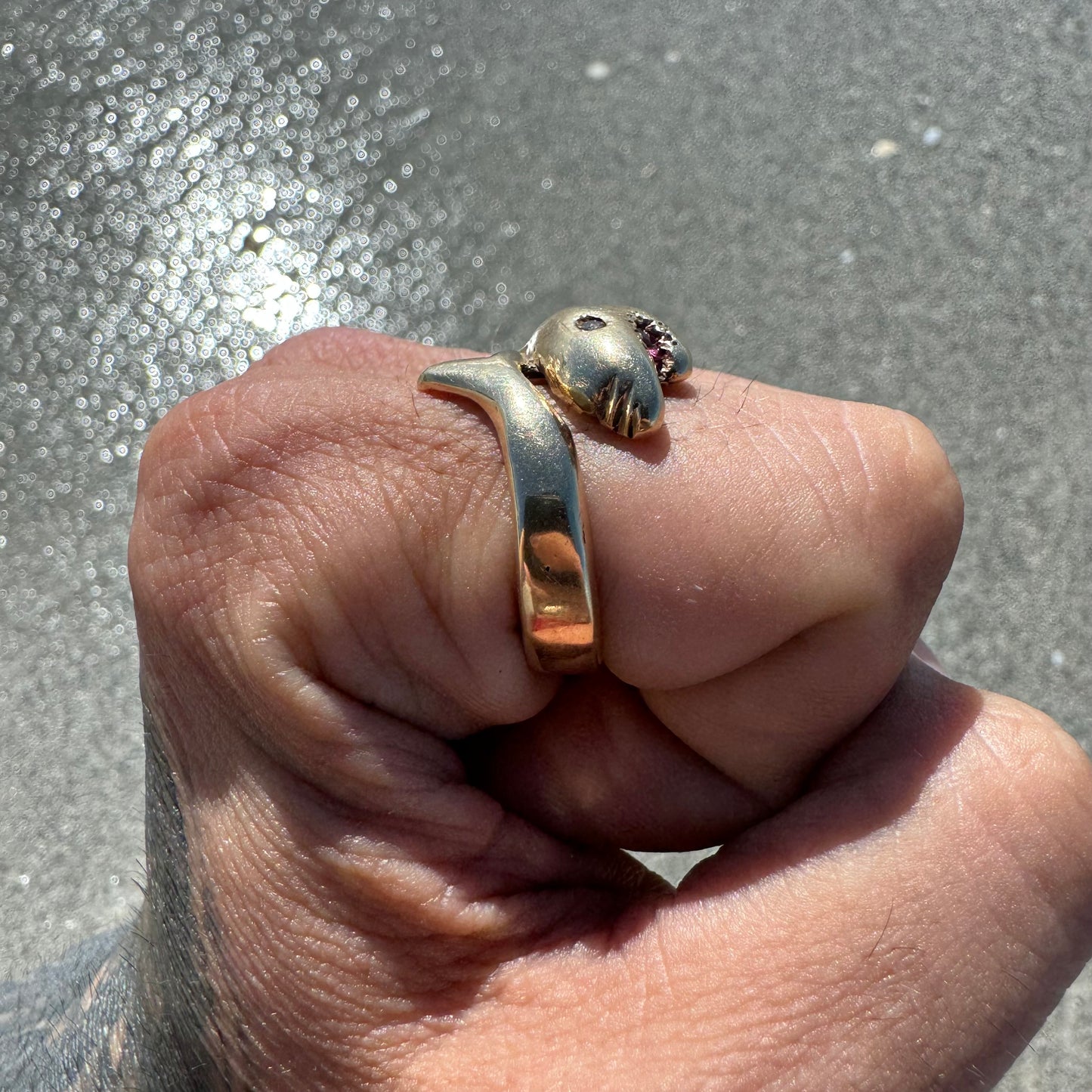 Vintage Custom 14k Yellow Gold Shark Ring (11.5)