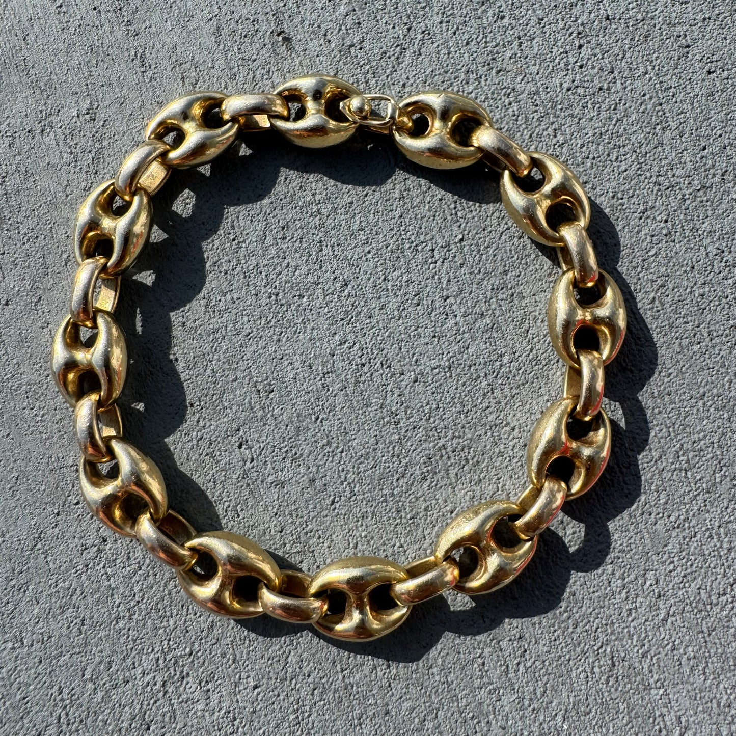 Vintage Fully Solid 14k Yellow Gold Super Heavyweight Puffed Mariner Link Bracelet (8.25”)