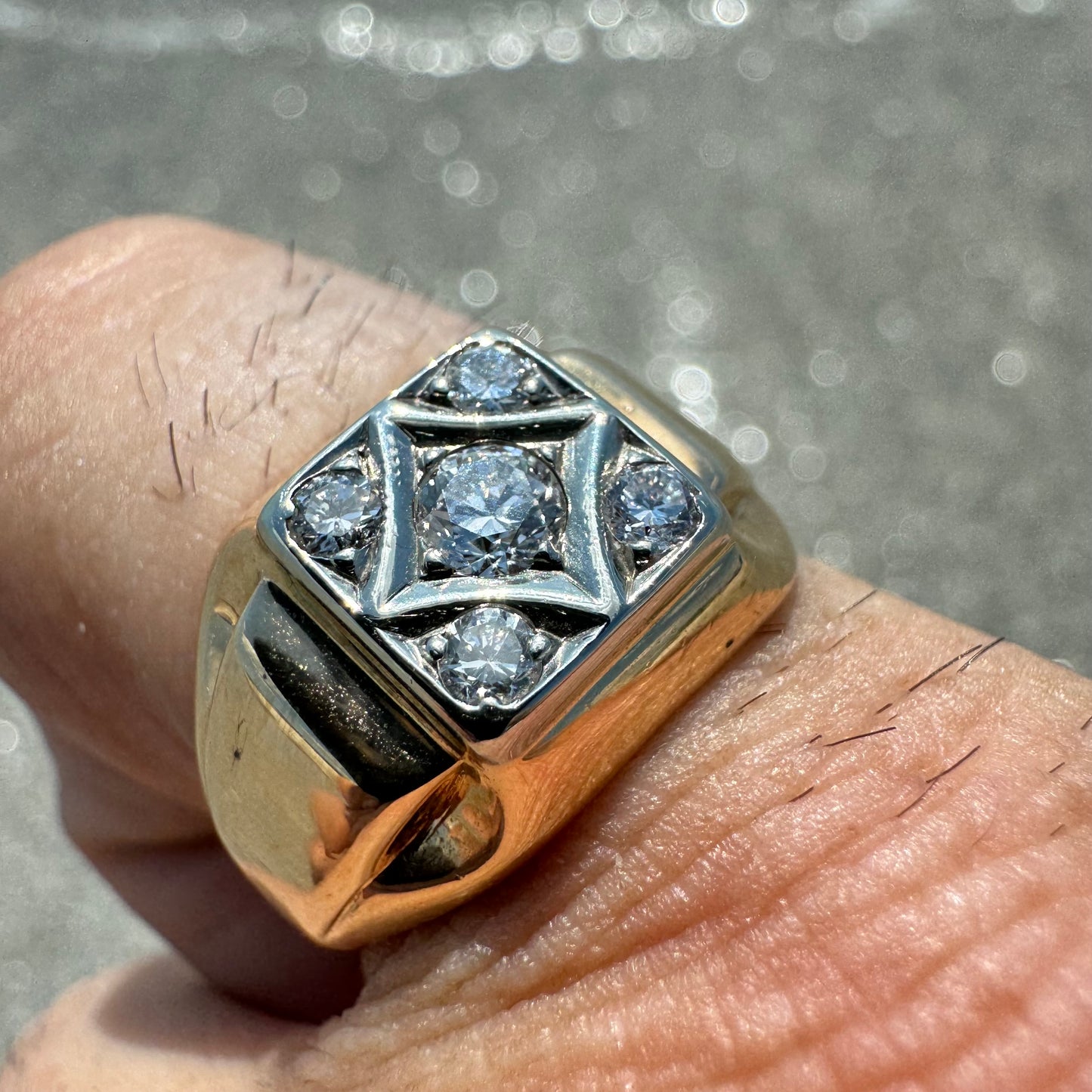 Mid-Century 14k Yellow Gold .45CTW Natural VS Diamond Cluster Ring (6.5)