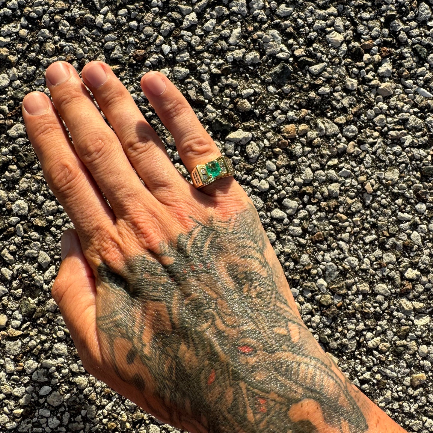Custom 14k Yellow Gold 1.3Ct Natural Columbian Emerald & .70Ctw Natural Diamond Ring (6.25)