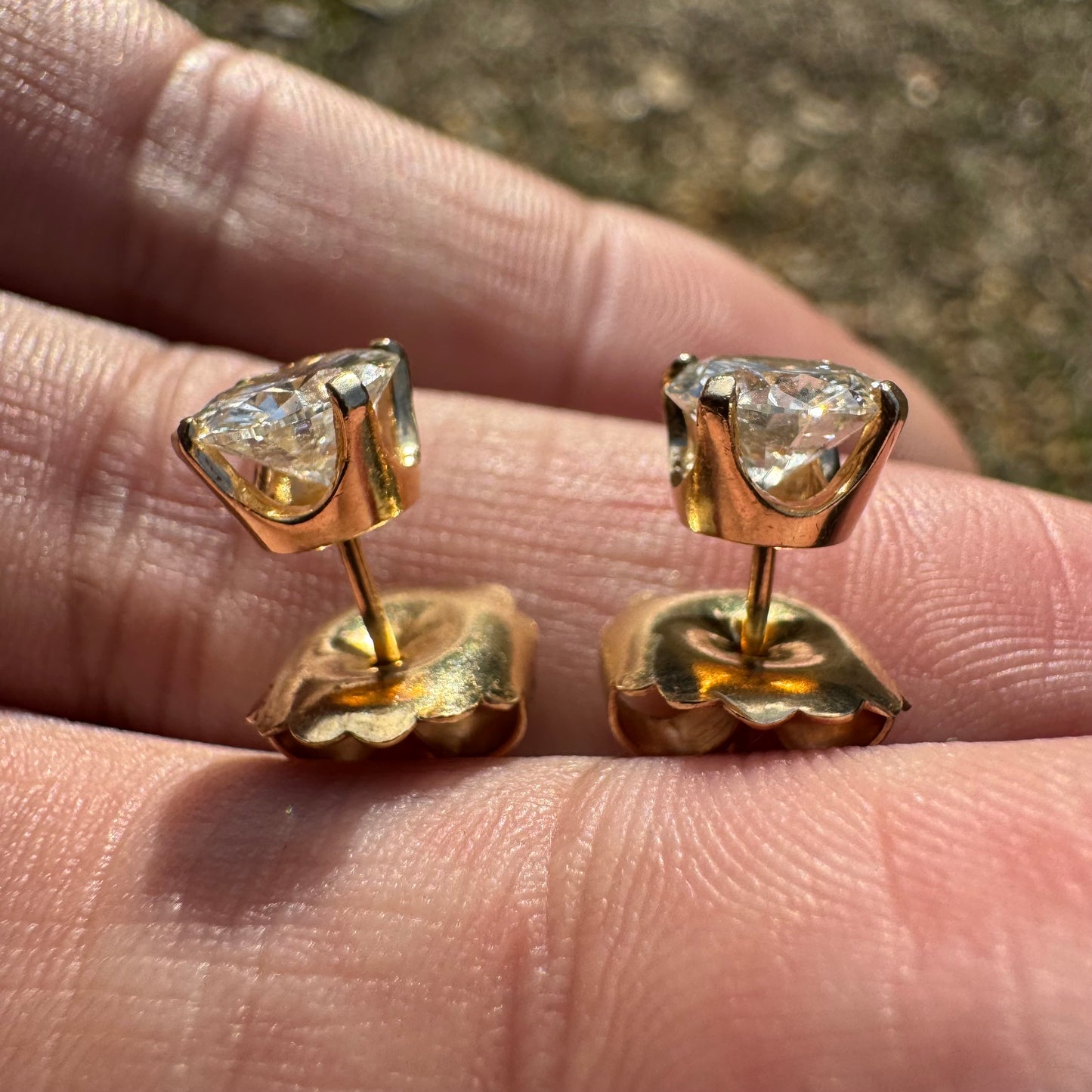 Vintage 2.0ctw Natural Diamond 4 Prong 14k Yellow Gold Stud Earrings