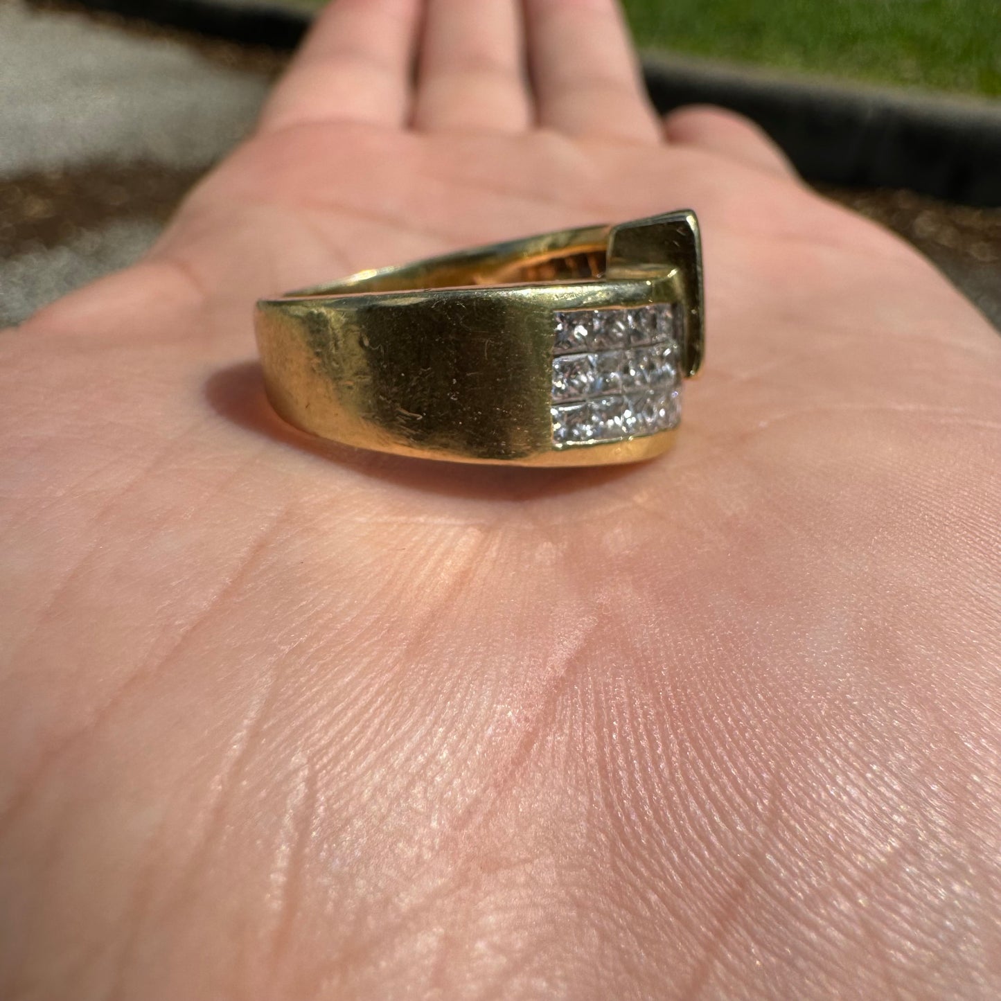 Vintage 18k Yellow Gold Custom Made 3.25CTW Princess Cut VS Diamond Ring (8.5)