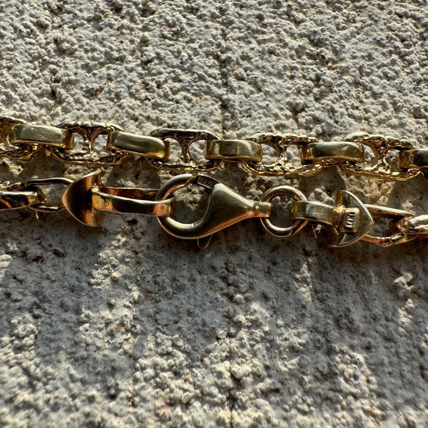 Vintage Solid 14k Yellow Gold Nugget Chaine D’Ancre Link Bracelet (7.5”)