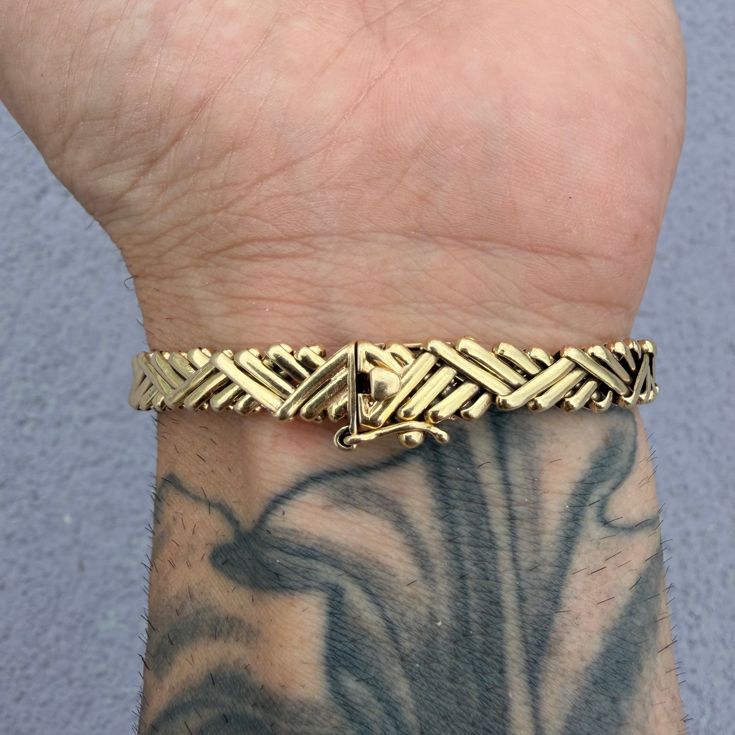 Vintage Tiffany & Co. Solid 14k Yellow Gold Basket Weave Link Bracelet (7.75”)