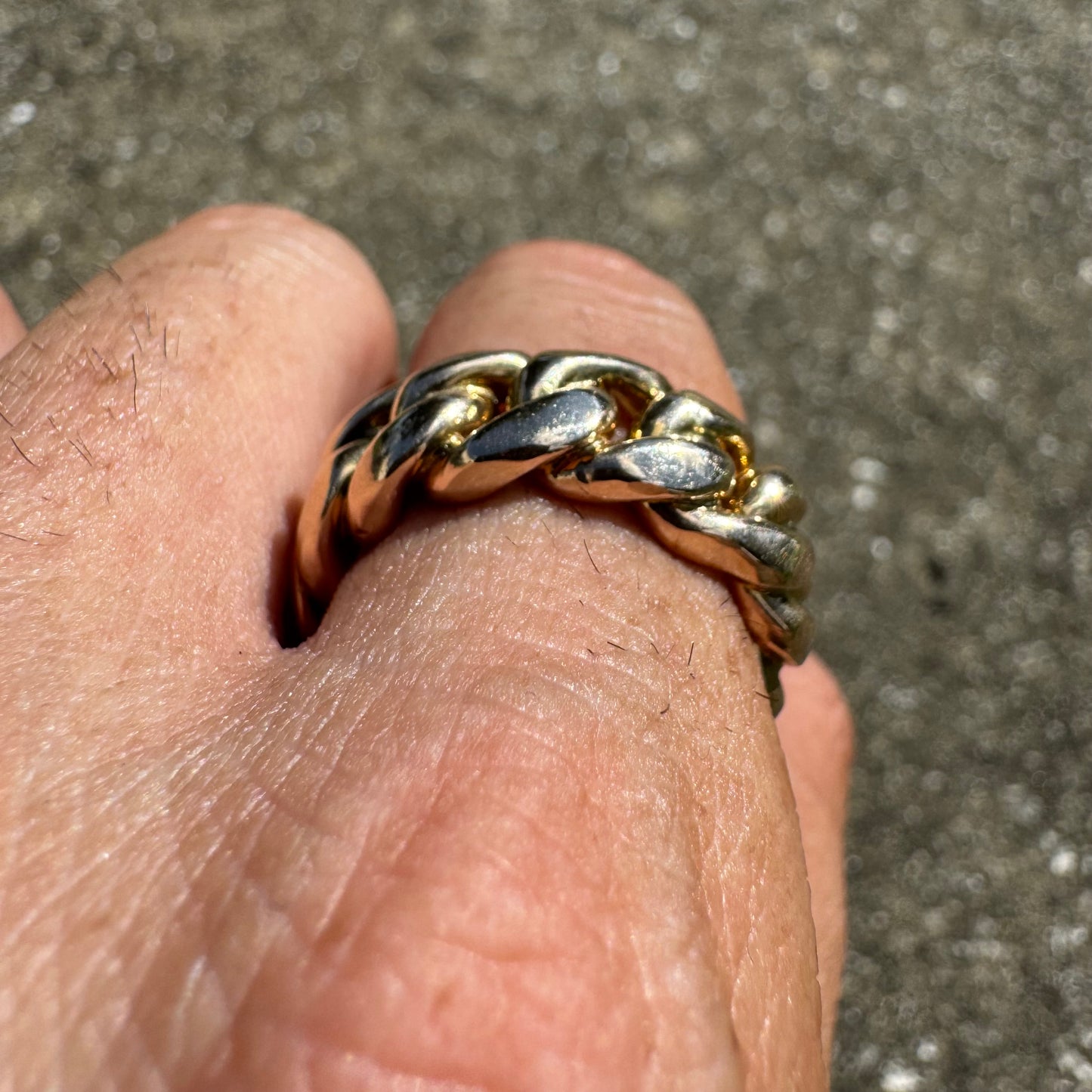 Immaculate Custom Solid 10k Yellow Gold Heavyweight Chunky Miami Cuban Link Ring (8.25)