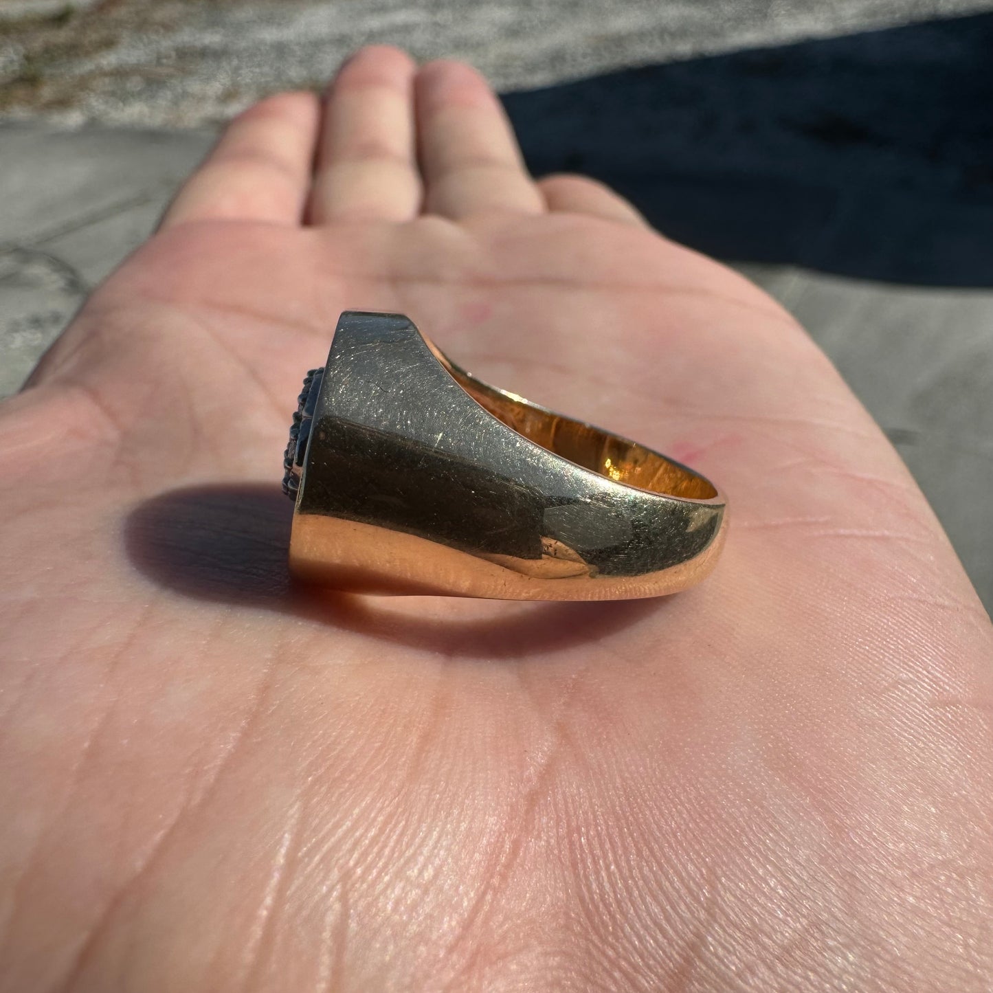 1970’s Solid 14k Yellow Gold Brutalist .35ctw Natural Diamond Kentucky Cluster Ring (10)