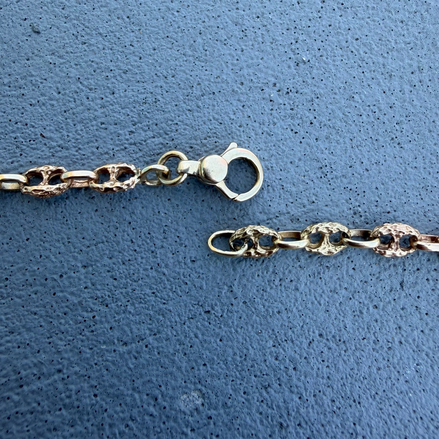 Vintage Solid 14k Yellow/Rose Gold Brutalist Mariner Link Necklace (20”)