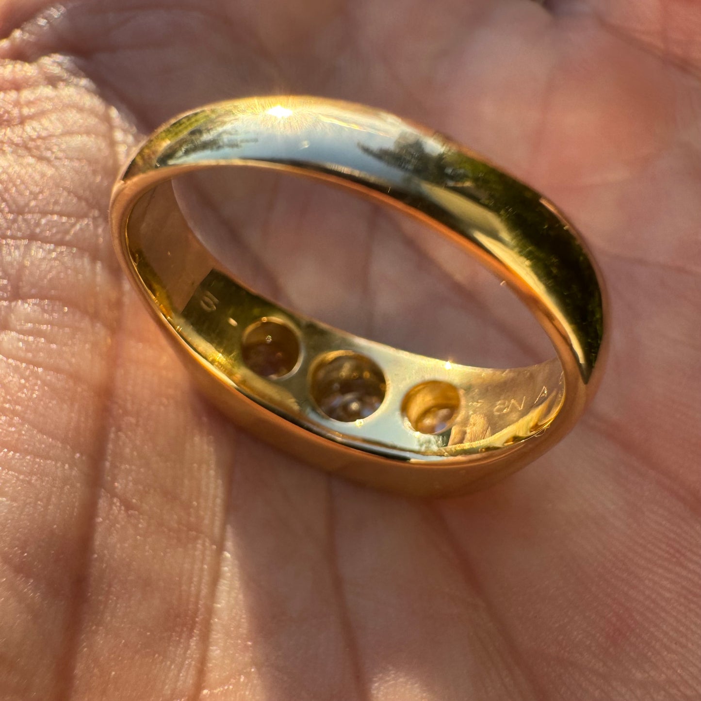 Vintage Solid 18k Yellow Gold 1.5ctw Natural Old Mine Cut Diamond Trilogy Ring (11)