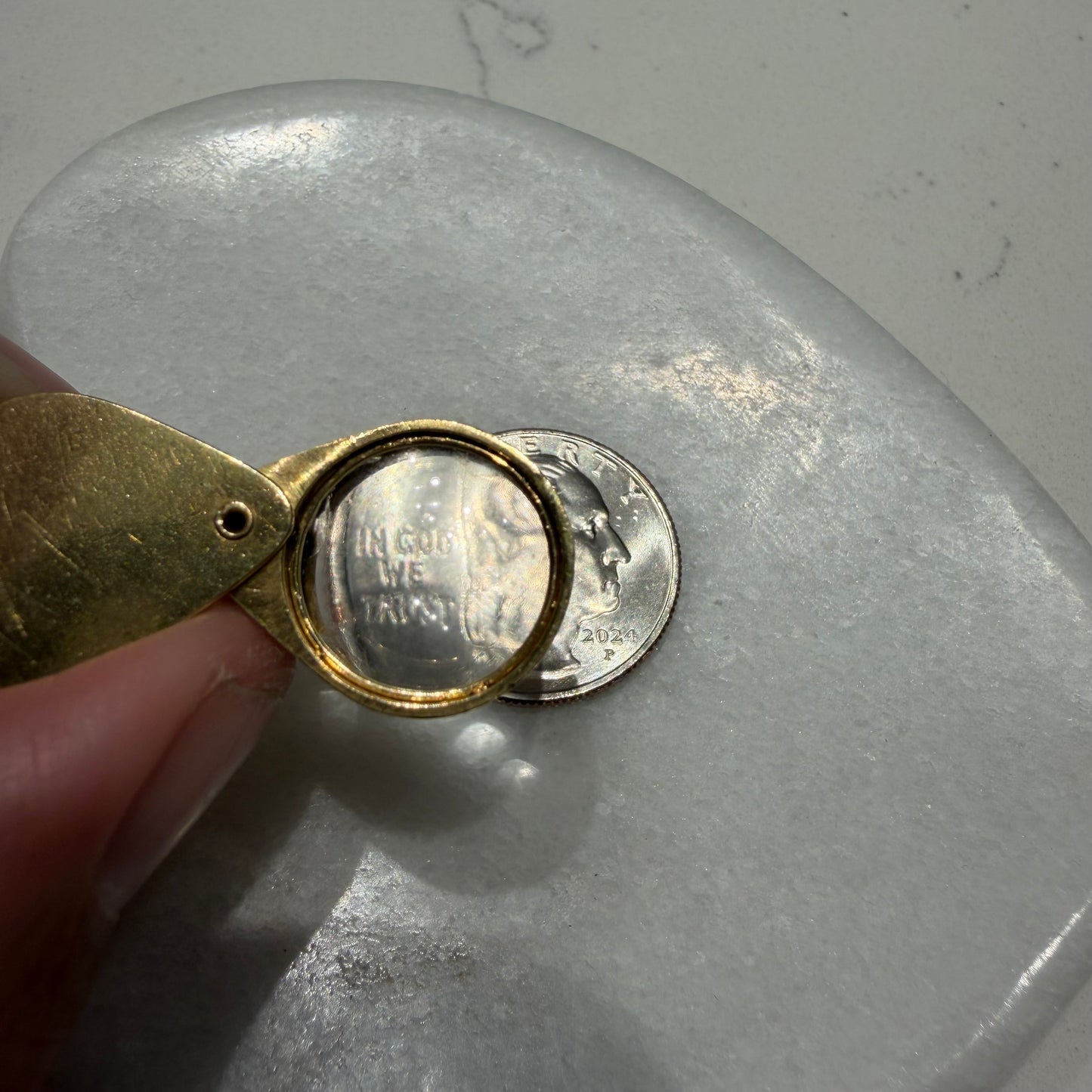 1977 Solid 18k Yellow Gold English Hallmarked Jewelers Loupe Pendant