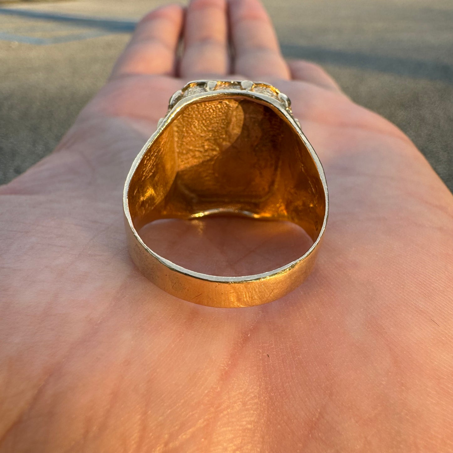 1980’s 14k Yellow Gold Jesus Piece Signet Ring (13)