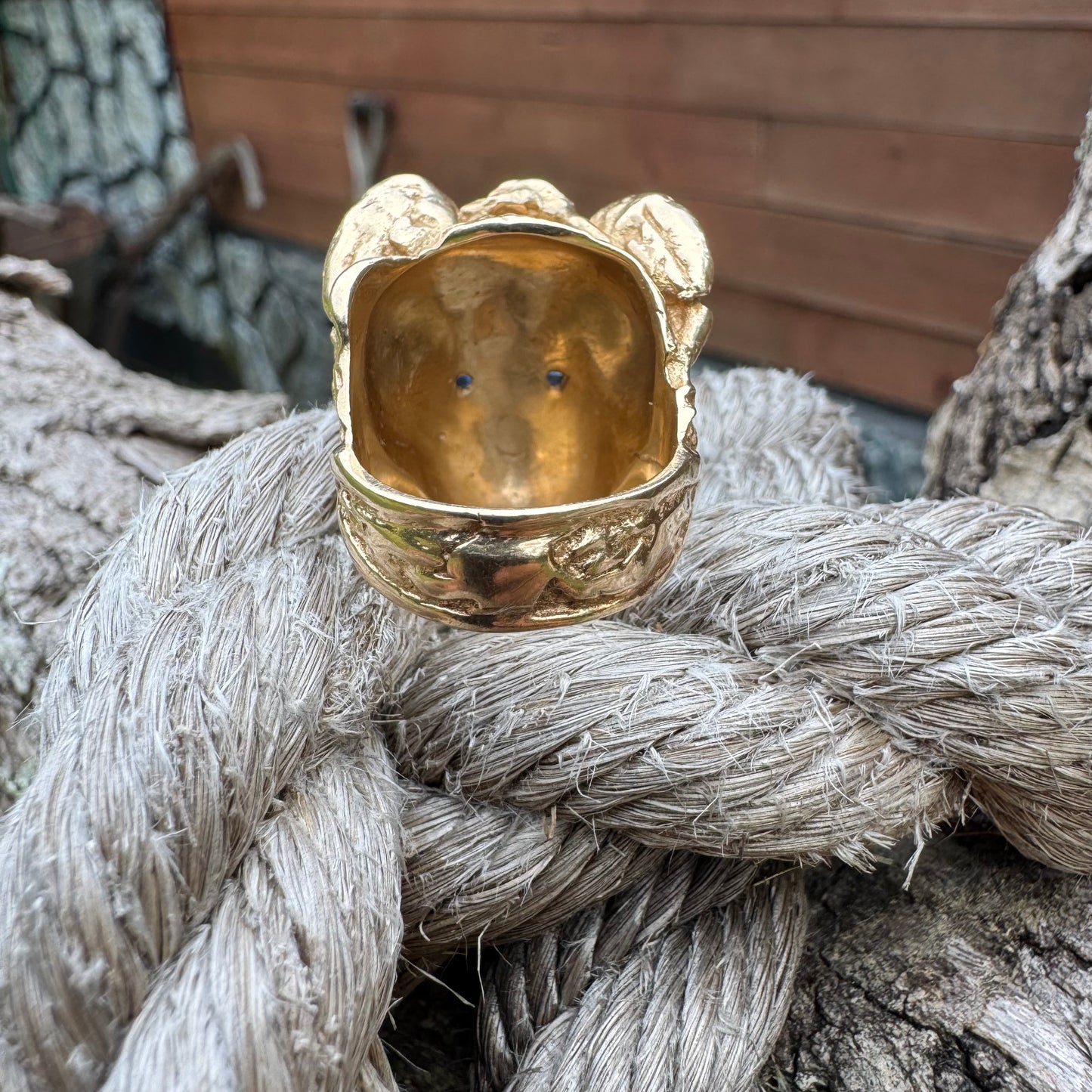 Vintage Solid 14k Yellow Gold Large Heavyweight Medusa Rodanini Ring (9)