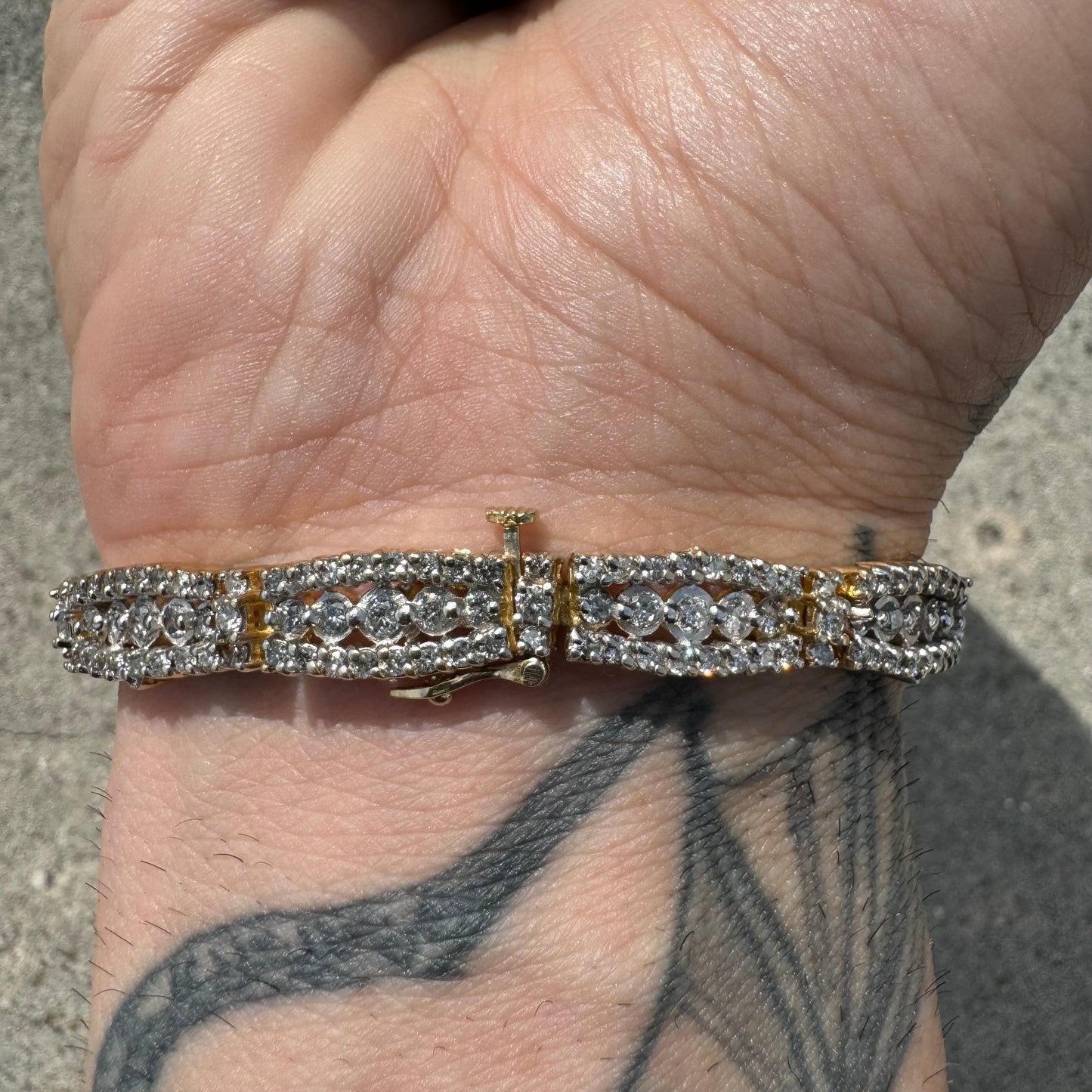 Vintage Heavyweight 14k Gold 3.6ctw Natural Diamond Bracelet (8”)