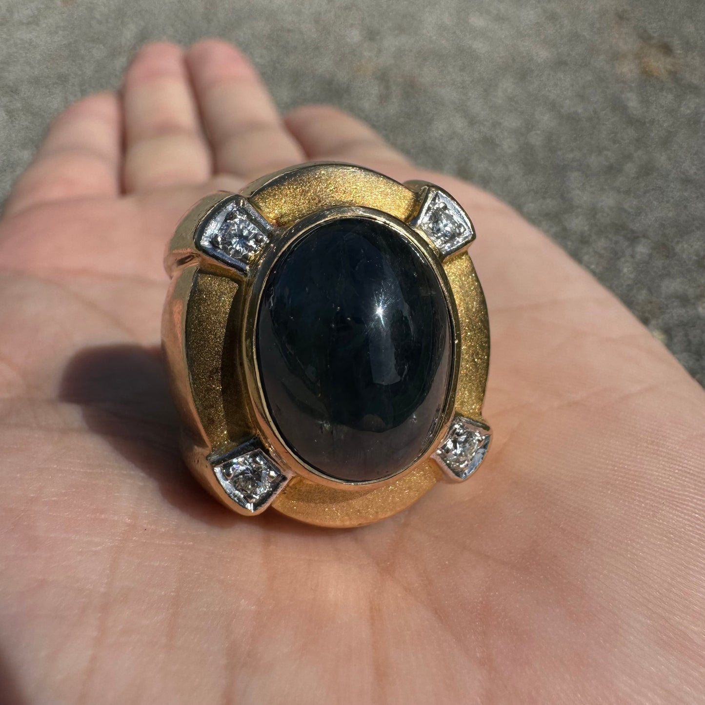 Vintage 10ct Blue Sapphire and .40ctw Natural Diamond 14k Yellow Gold Custom Ring (9)