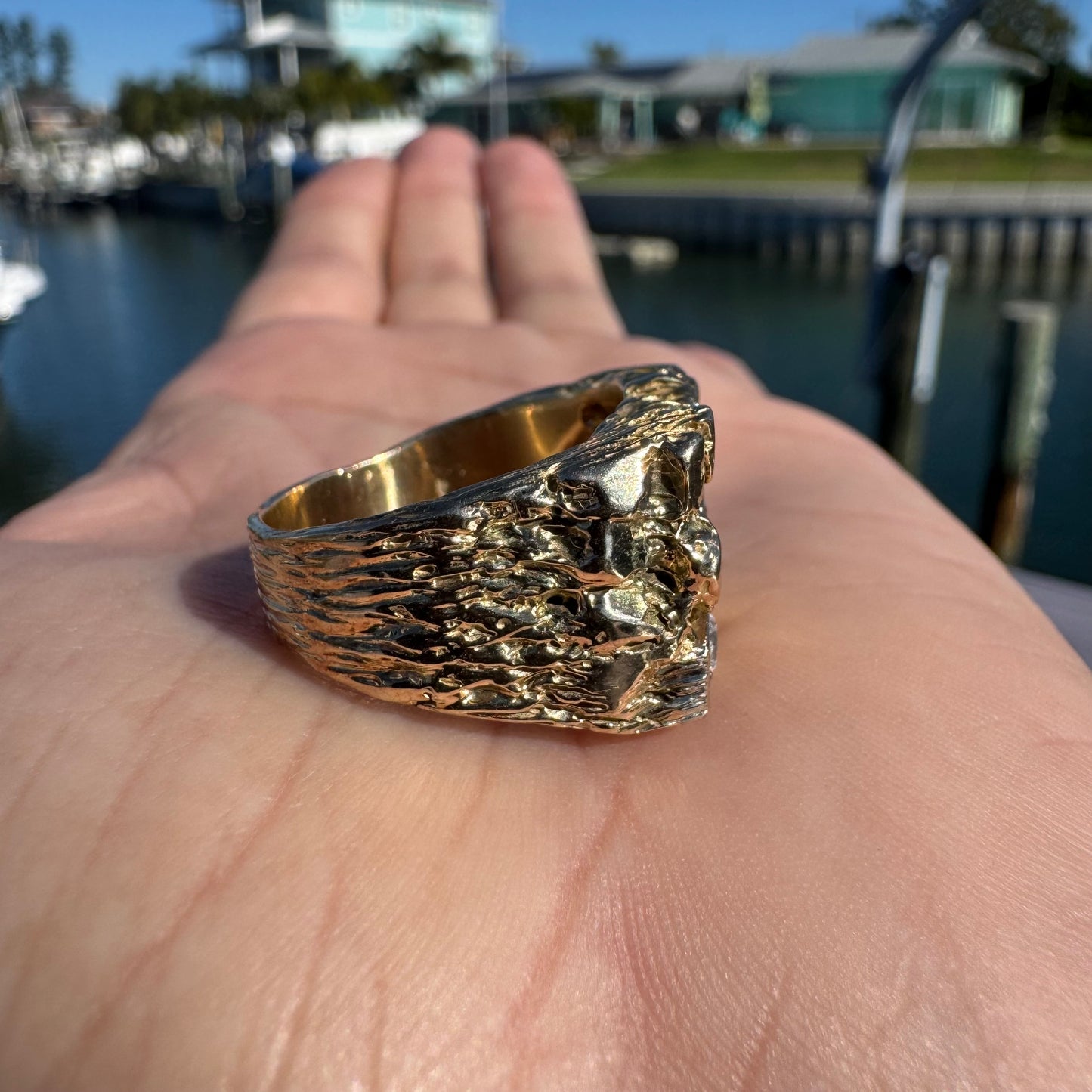 1980’s Solid 14k Yellow Gold 1.25ctw Natural Diamond Nugget Ring (11)