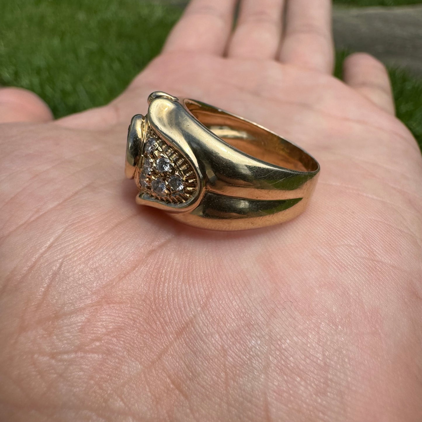 Vintage 14k Yellow Gold .80Ct Natural Columbian Emerald .50Ctw Natural VS Diamond Ring (8)