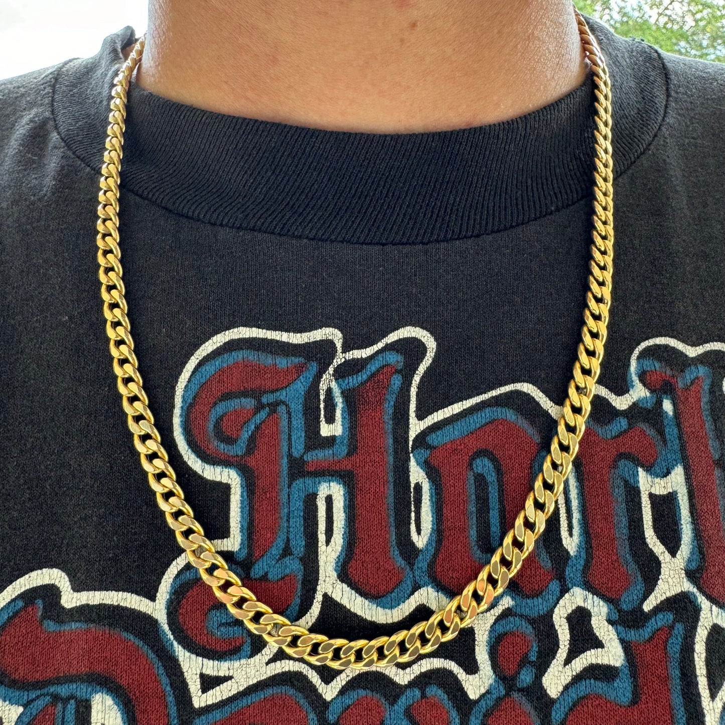 Vintage 10k Yellow Italian Gold Knife Edged Cuban Link Necklace (22”)