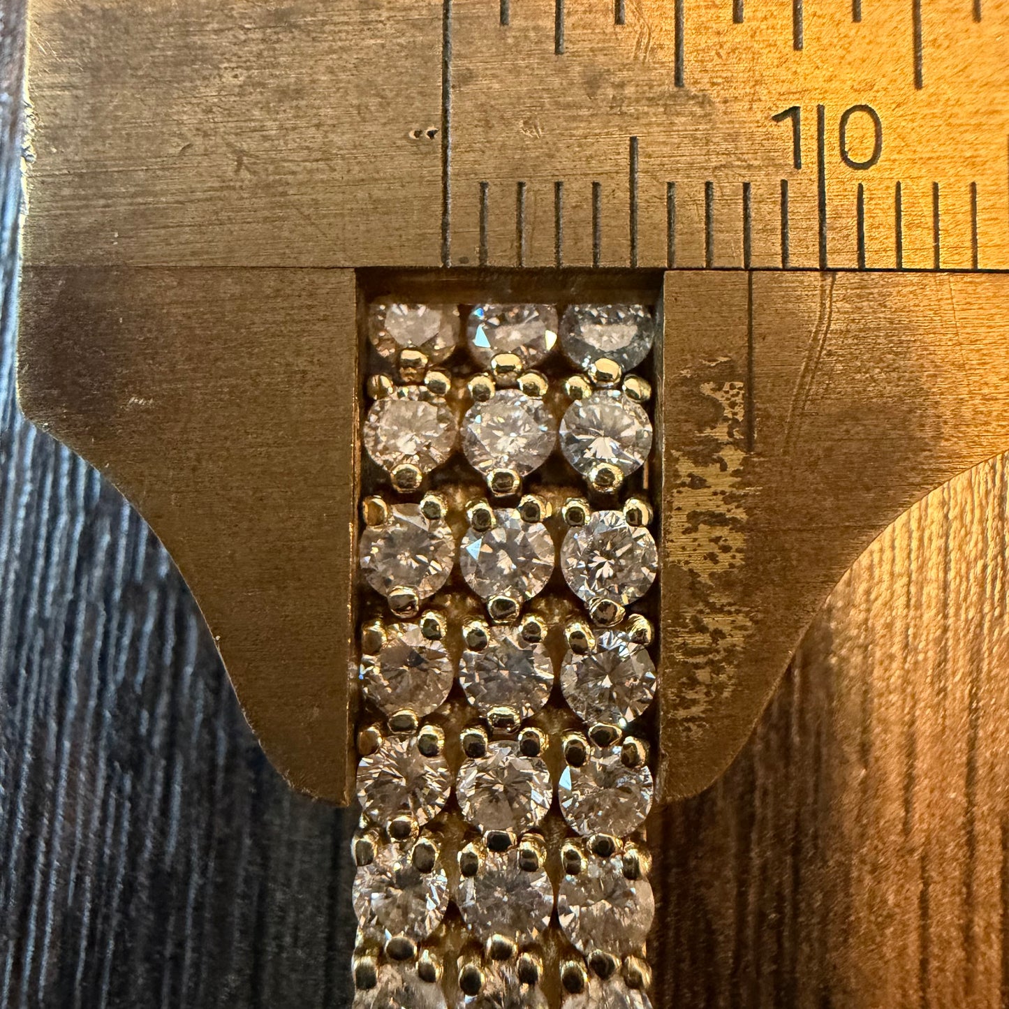 Vintage Solid 14k Yellow Gold 8.85ctw Natural Diamond 3 Row Tennis Bracelet (7.5”)