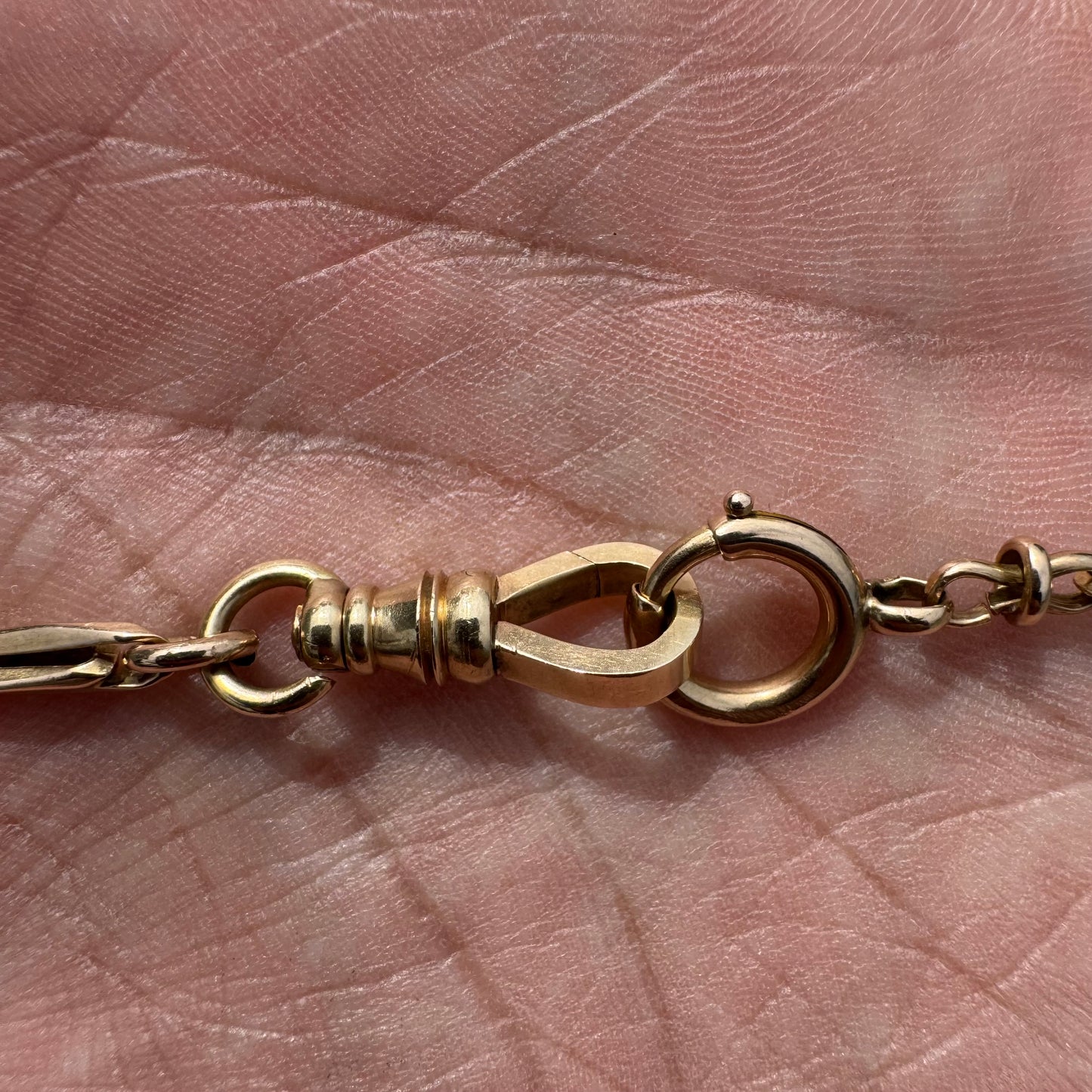 Antique Solid 14k Yellow Gold Fancy Link Watch Chain Necklace (19.5”)