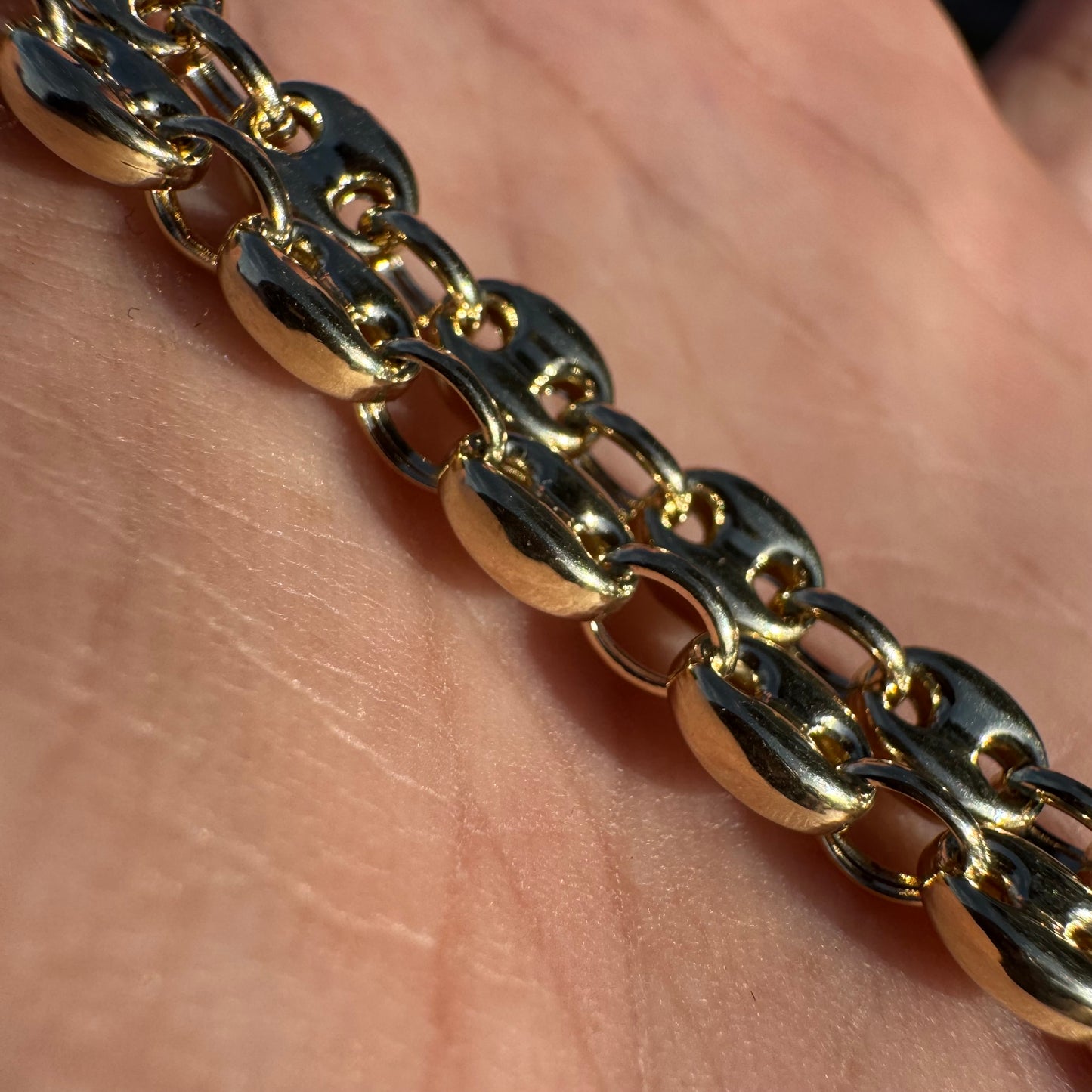 Brand New 14k Yellow Gold Classic Puffed Gucci Mariner Link Necklace (22”)