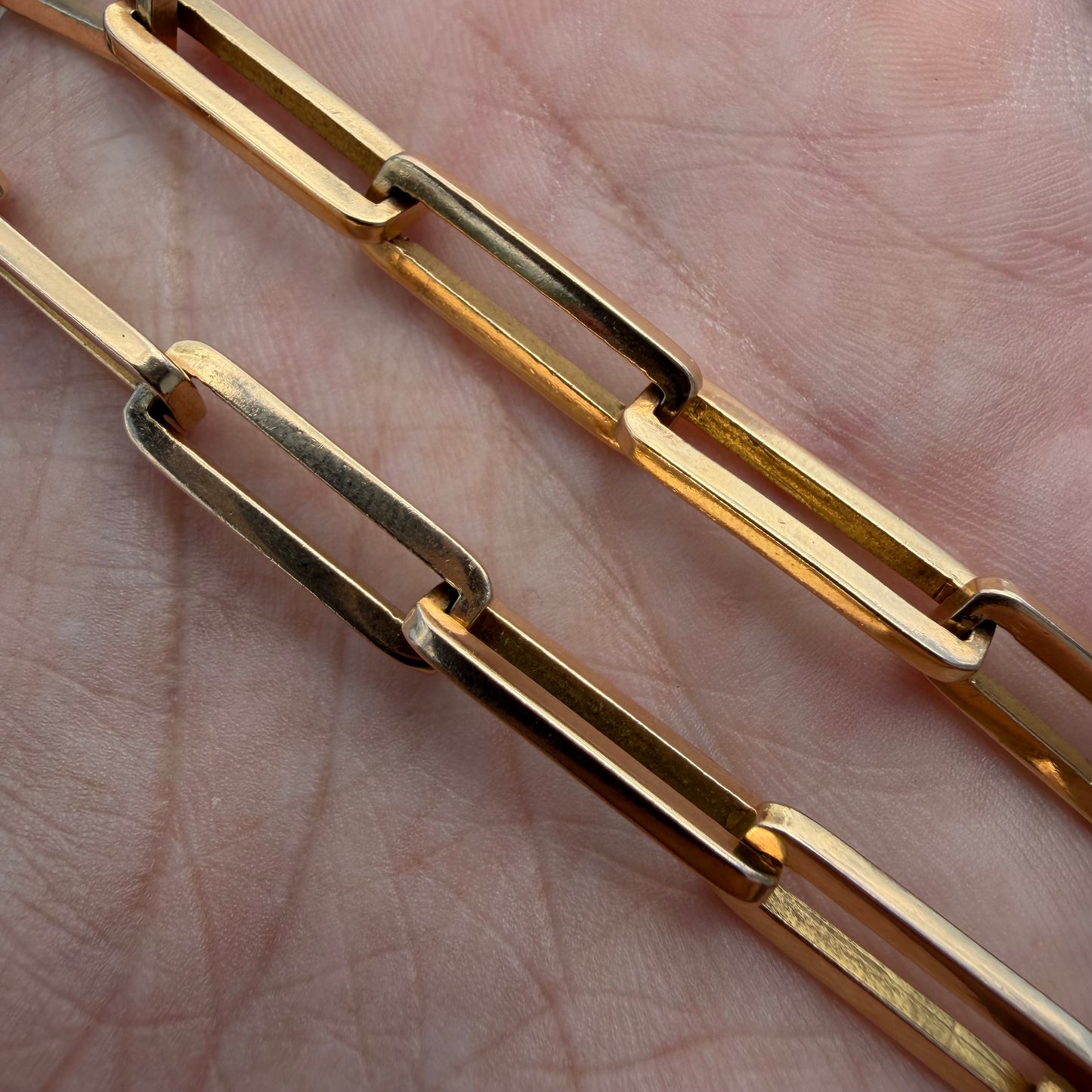 Vintage Solid 18k Yellow Gold Heavyweight Paperclip Link Necklace (23.5”)