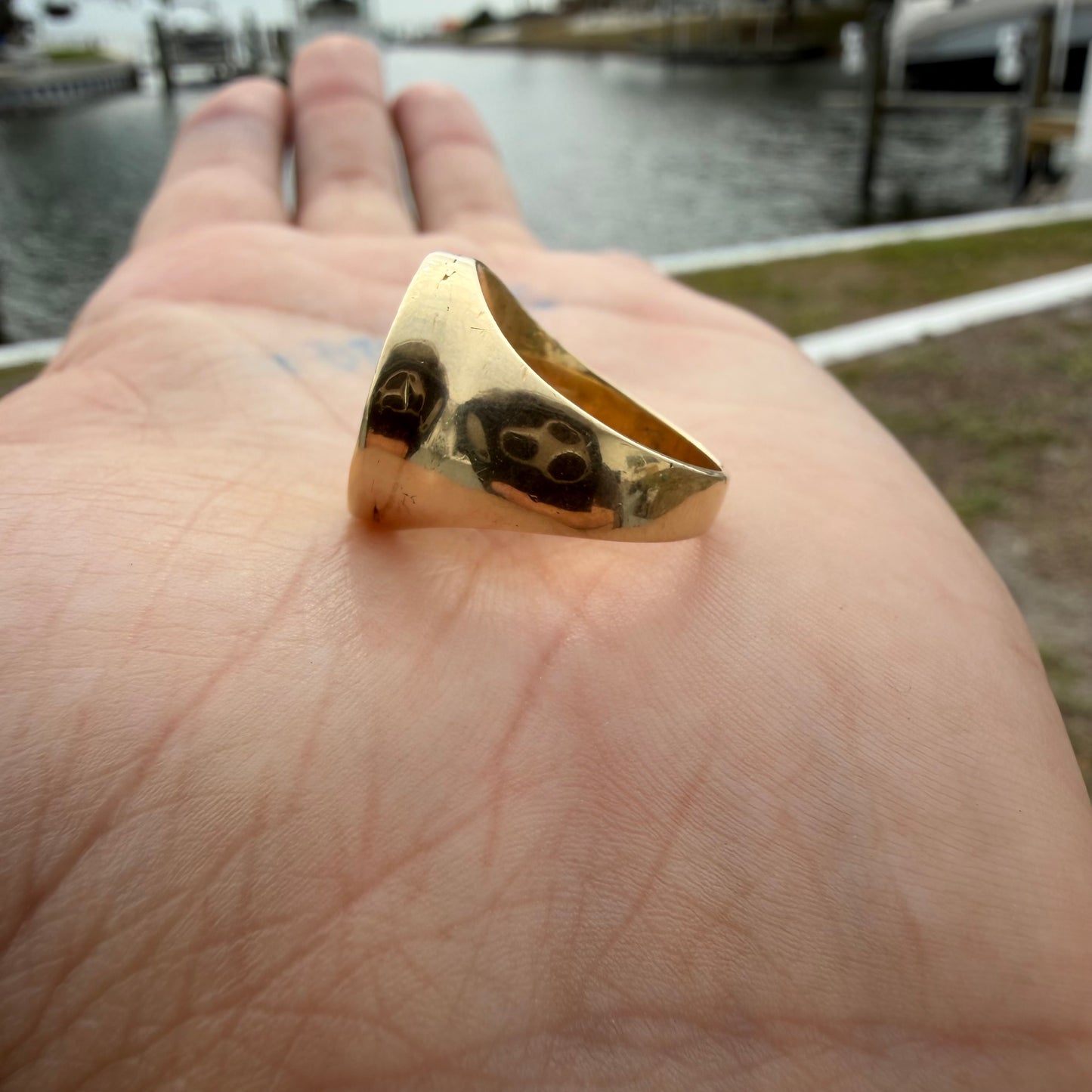 Mid-Century Solid 14k Yellow Gold Mexican $2.5 Peso Gold Coin Ring (6)