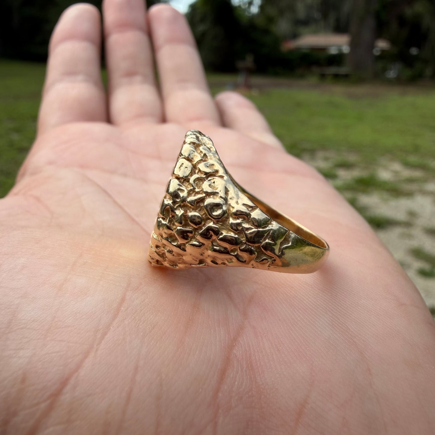 1909 Indian Head $2.50 Gold Coin 14k Yellow Gold Nugget Ring (11.5)