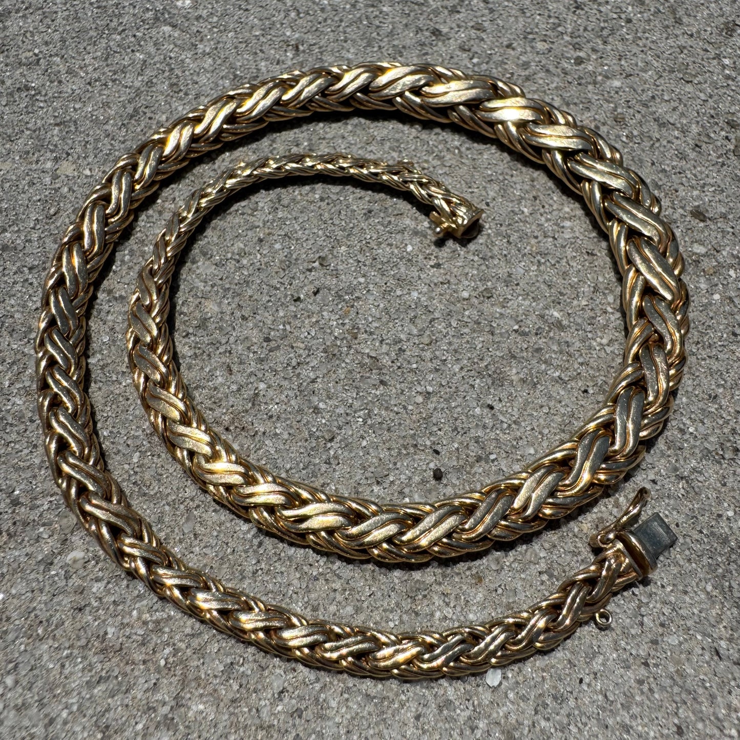 Vintage Tiffany & Co. 14k Yellow Gold Tapered Weaved Byzantine Link Necklace (16.25”)