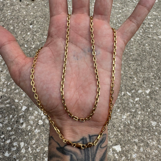 Solid 14k Yellow Gold Knife Edged “Biker Chain” Anchor Link Necklace (24”)