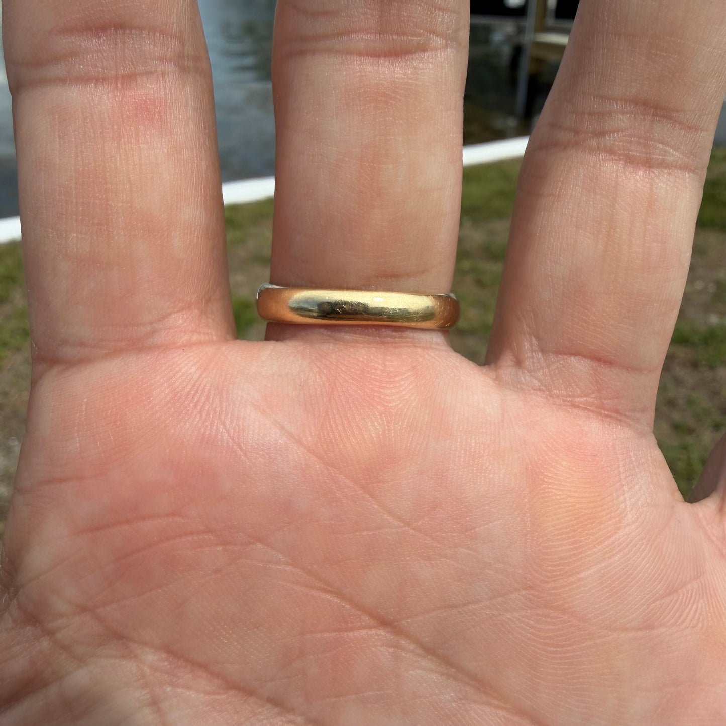 Art Deco Solid 14k Yellow Gold .40ct Natural VS Old Euro Cut Diamond Rub Over Gypsy Ring (8.5)