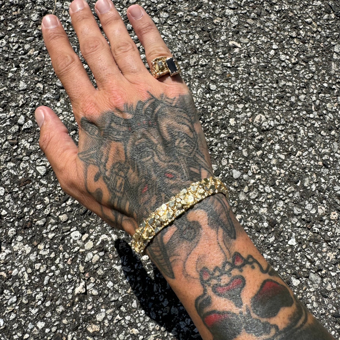 1980’s Solid 14k Yellow Gold Heavyweight Nugget Bracelet (7.25”)