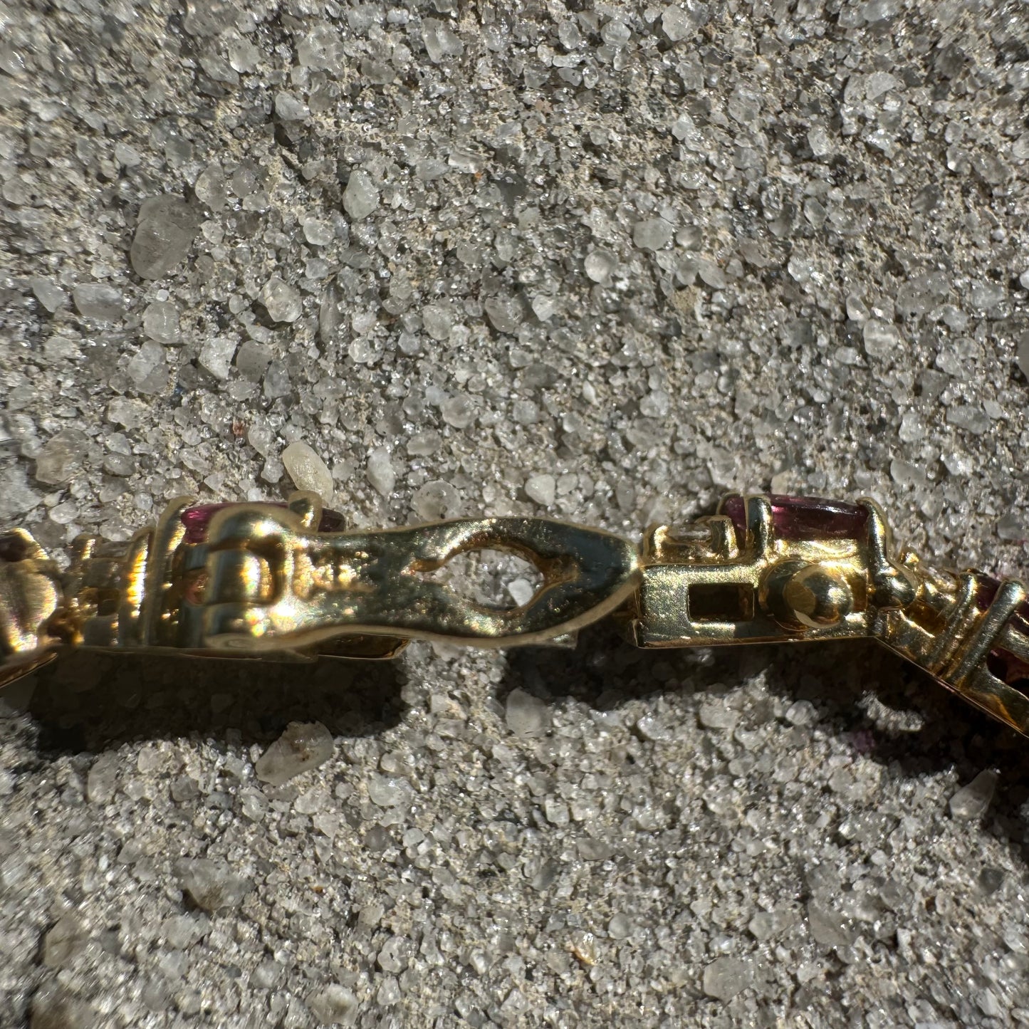 Vintage 14k Yellow Gold 6.25ctw Natural Ruby .50ctw Natural Diamond Tennis Bracelet (7.9”)